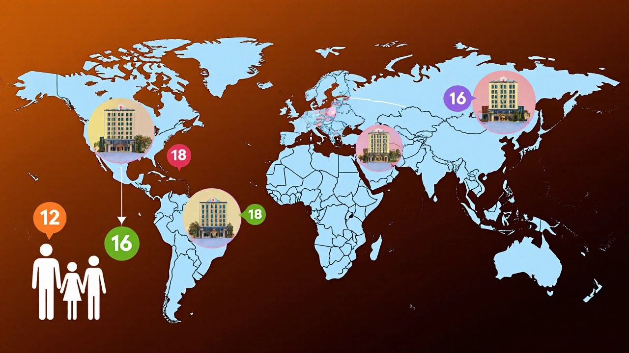 Global map showing different hotel child age policies
