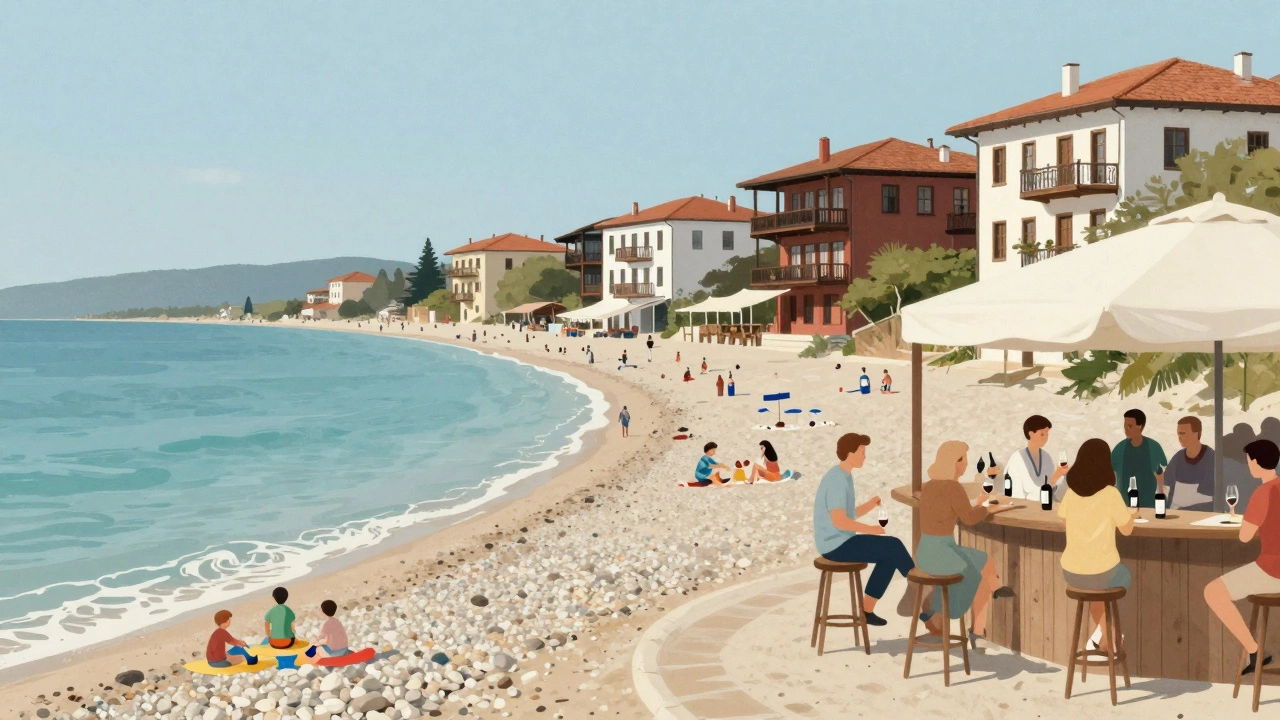 Couples enjoying wine and lake views at a budget all-inclusive resort in Sunny Beach, Bulgaria, during shoulder season.