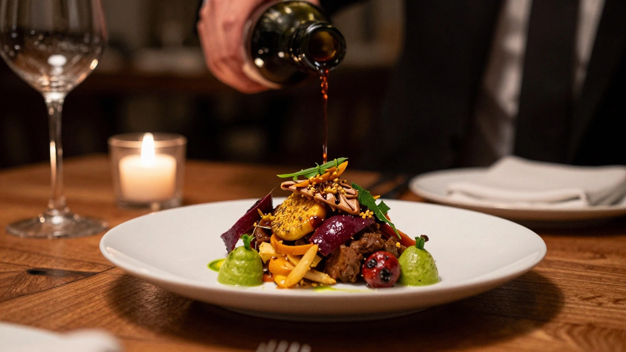 Gourmet meal and wine pairing at an elegant resort restaurant