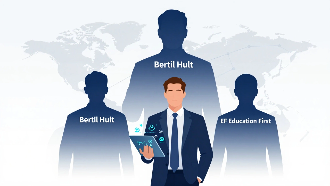 Conceptual art showing CEO Nigel Farquharson and founder Bertil Hult's influence